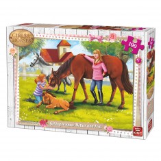 Puzzle de 100 piezas: Niñas y caballos: Madres e hijas