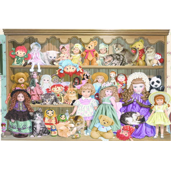 1000 pieces puzzle: kittens and dolls - King-100211-57870