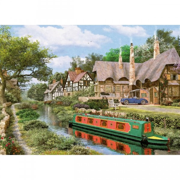 Puzzle 1000 pièces : Cottages au bord du canal - King-100217