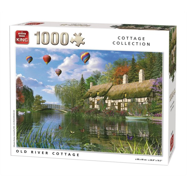 Puzzle de 1000 piezas: cabaña junto al río - King-100218