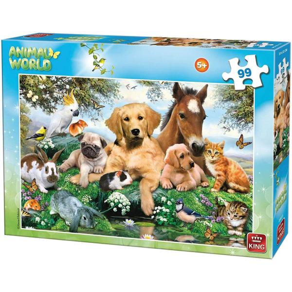 Puzzle de 99 piezas: mundo animal: animales de granja - King-55833