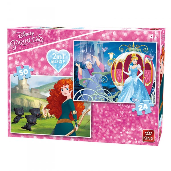 Puzzles 24 to 50 pieces: 2 puzzles: Cinderella and Rebel - King-100247