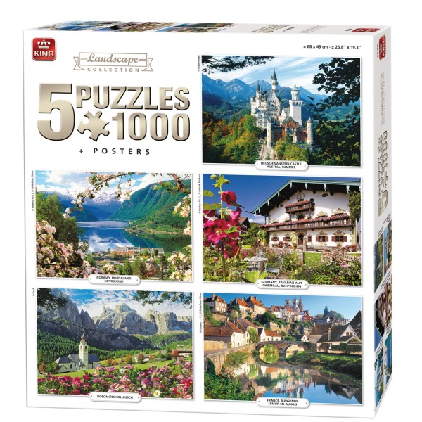 Puzzles 1000 pièces 5 en 1 : Villages - King-100261