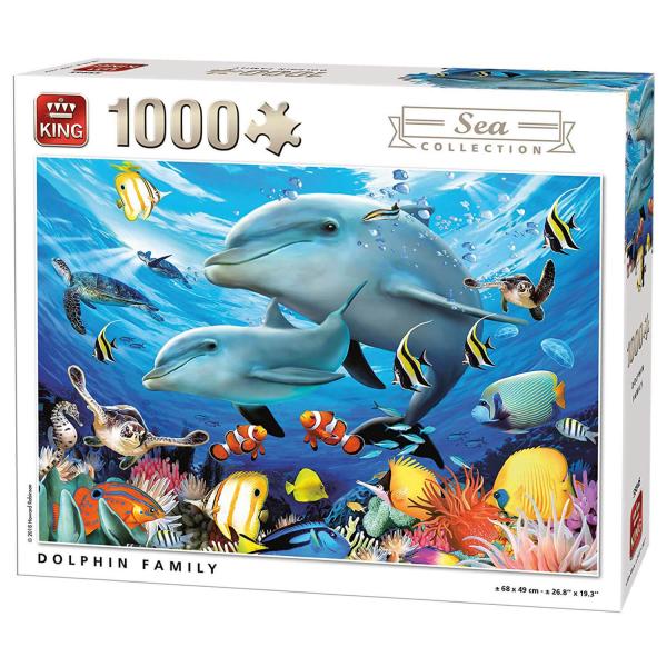 Puzzle de 1000 piezas: Colección Sea: Familia de delfines - King-55845