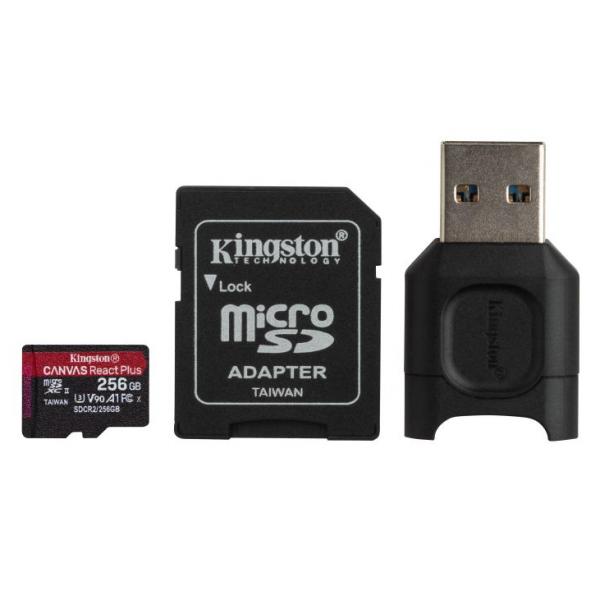 Kingston Canvas React Plus MicroSDXC SDCR2 256GB w/Ad.+ Reader MLPMR2/256GB - 35474