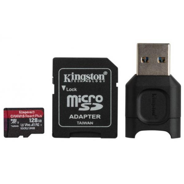 Kingston Canvas React Plus MicroSDXC SDCR2 128GB w/Ad.+ Reader MLPMR2/128GB - 35473