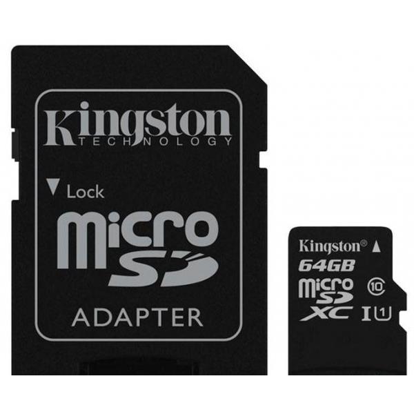MicroSDXC 64Go Kingston CL10 UHS-I - Sous blister - 13404