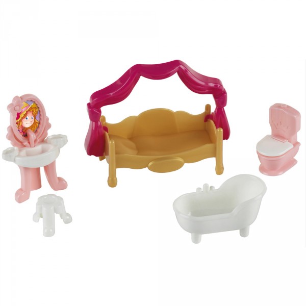 Mobilier pour figurines Princess Coralie : Lit à baldaquin et salle de bain - Klein-5108