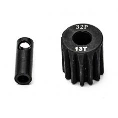 Pignon moteur 32dp ø5mm + adaptateur 3,17mm 13 dents en acier