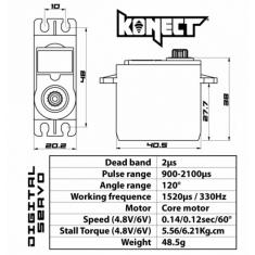 Servo Digital 6kg-0.12s pignons plastique