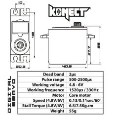 Servo Konect Digital 7kg-011s pignons métal