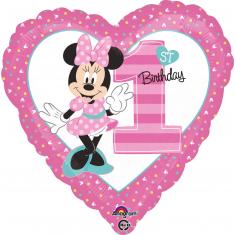 Aluminiumballon 43 cm – Minnie™ – 1. Geburtstag