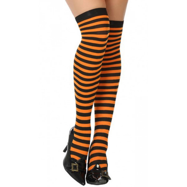 Orange gestreifte Strumpfhose - Halloween - Damen - 58375