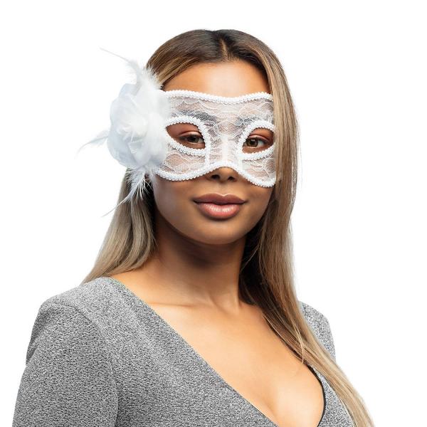 Venezianische Maske aus Spitze: Mystique weiß - RDLF-97529