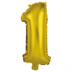 Aluminiumballon 40 cm: Nummer 1 - Gold