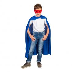 Blauer Superhelden-Umhang und Maske: Kind