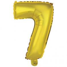 Aluminiumballon 40 cm: Zahl 7 – Gold