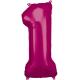 Miniature Aluminiumballon 86 cm: Nummer 1 – Fuchsia Pink