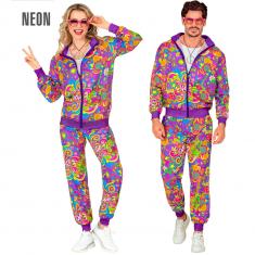 Neon Flower Power Hippie-Kostüm – Erwachsene