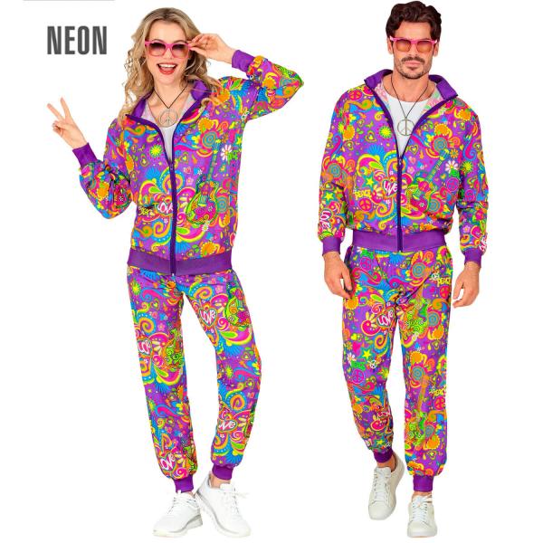 Neon Flower Power Hippie-Kostüm – Erwachsene - 45142-Parent