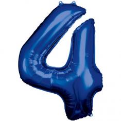 Aluminiumballon 86 cm: Nummer 4 – Blau