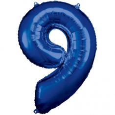 Aluminiumballon 86 cm: Nummer 9 – Blau