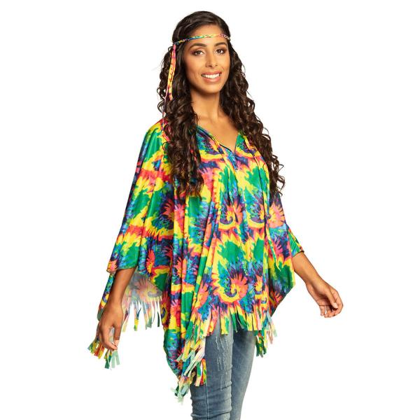 Hippie-Poncho mit Stirnband – Damen - 83886