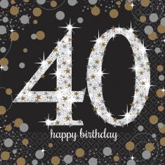 Servietten: 40 Happy Birthday x 16