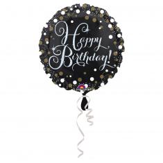 Runder Aluminiumballon: Happy Birthday: 43 cm