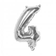 Aluminiumballon Nummer 4: Silber: 36 cm