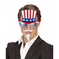 Uncle Sam Brille mit Hut, Schnurrbart und Spitzbart