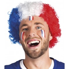 Afro-Supporter-Frankreich-Perücke