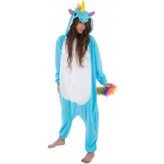 Blaues Einhorn-Kigurumi-Kostüm – Erwachsene