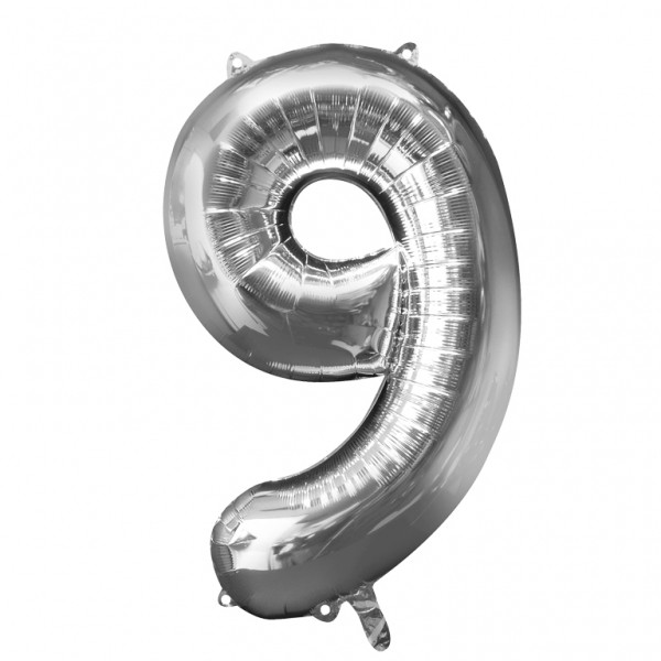 Silberner Mylar-Ballon Nummer 9 - 2798901