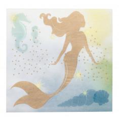 Set mit 20 Papierservietten – Meerjungfrau – 33 x 33 cm