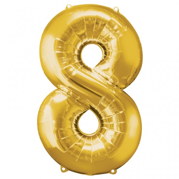 Nummer 8 Gold-Mylar-Ballon - 2825801