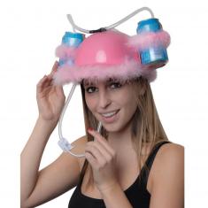 Helm mit rosa Getränkehalter