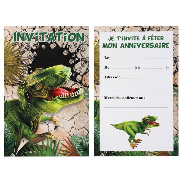 Dinosaurier-Einladungskarten x6 - 7865
