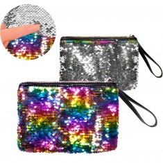 Regenbogen-Handtasche mit wendbaren Pailletten – Grau
