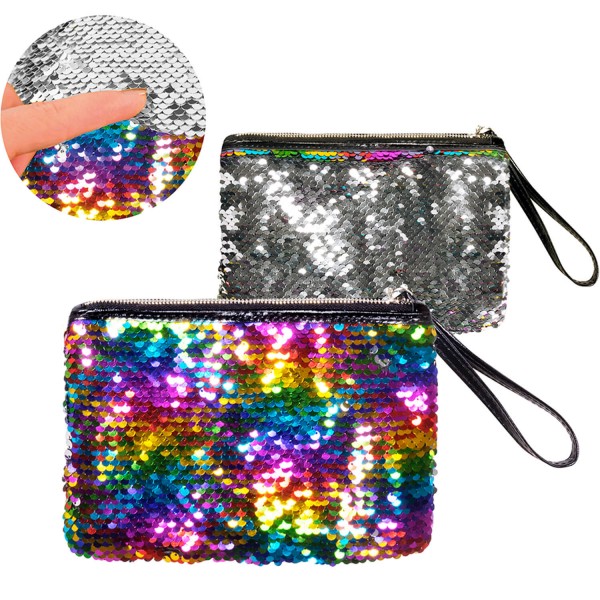 Regenbogen-Handtasche mit wendbaren Pailletten – Grau - 36008