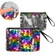 Miniature Regenbogen-Handtasche mit wendbaren Pailletten – Grau