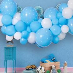 Ballongirlanden-Set – Babyblau und Weiß