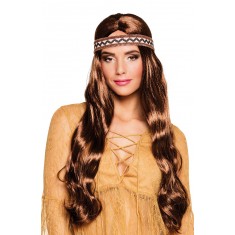 Indische Perücke mit Stirnband – Damen