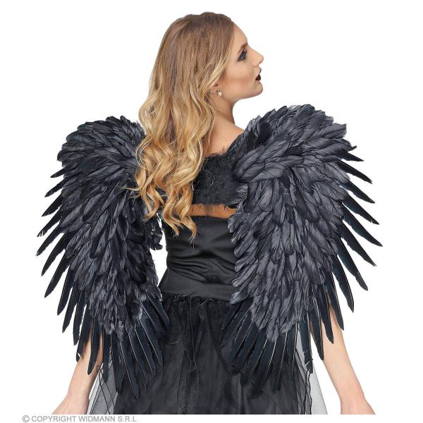 Schwarz gefiederte Flügel – 80 x 65 cm – Erwachsene - 1200