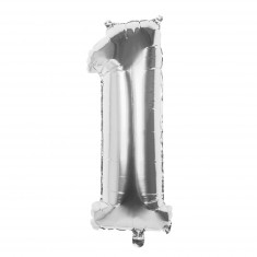 Aluminiumballon Nummer 1 36 cm: Silber