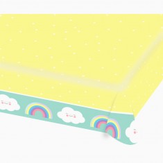 Regenbogen- und Wolkenpapiertischdecke