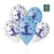 Miniature 5 bedruckte Luftballons zum 1. Geburtstag – 33 cm – Weiß und Blau