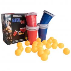 Trinkspiel-Beer-Pong-Set mit 24 Bechern und 24 Plastikbällen