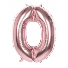 Kupferrosa Mylar-Ballon Nummer 0 – 86 cm