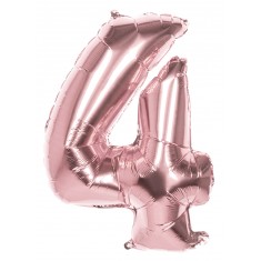 Kupferrosa Mylar-Ballon Nummer 4 – 86 cm